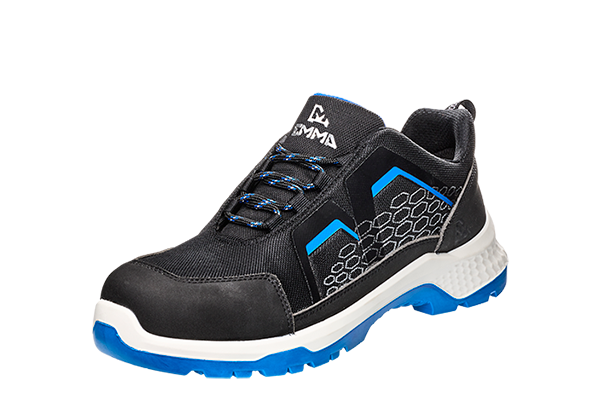 [102-000972-36] EMMA Crossforce Fly Low D S3 ESD lage veiligheidsschoen , Carbon neus, PU-zool, zwart/blauw, R-Pet veters (36)