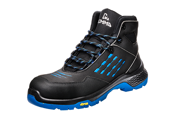 [102-000976-39] EMMA Crossforce X High D S3 ESD hoge veiligheidsschoen, Carbon neus, Vibram-zool, zwart/blauw, R-Pet veters (39)