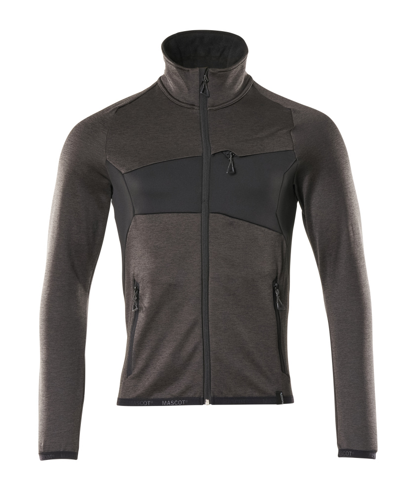 [103-000953-02] MASCOT® ACCELERATE 18103-316-1809 donkerantraciet/zwart Fleecetrui met rits  94% polyester/6% elastaan 260 g/m² (XS)